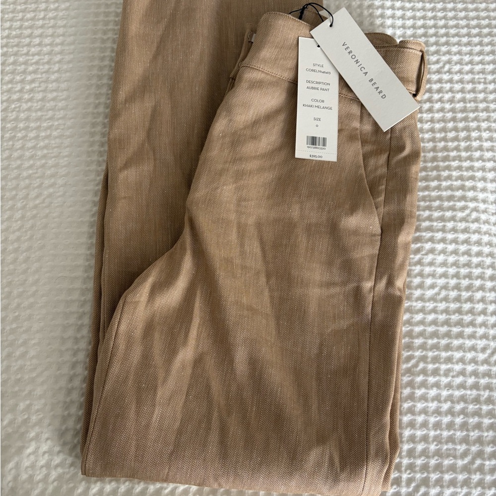 Veronica Beard Tan Tailored Chinos with Button-Tab Waist BWT - Picture 4 of 5